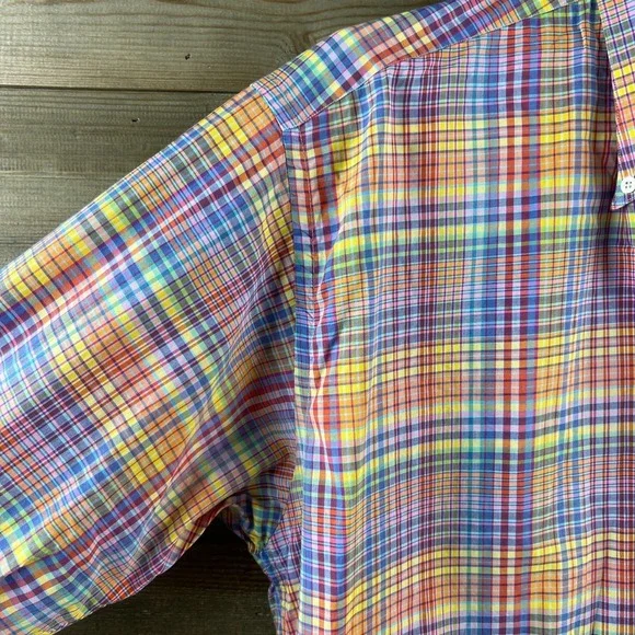 Gitman Brothers Mens Shirt Long Sleeve Button Plaid Colorful Made In USA Large - Picture 4 of 8